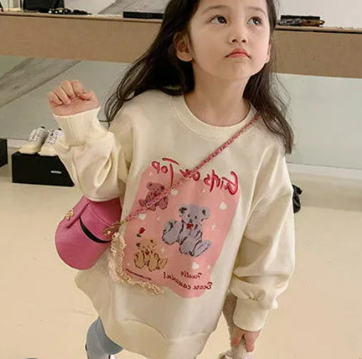 KYII baby Korean children long-sleeved Round-neck girls Casual Top kyii0093