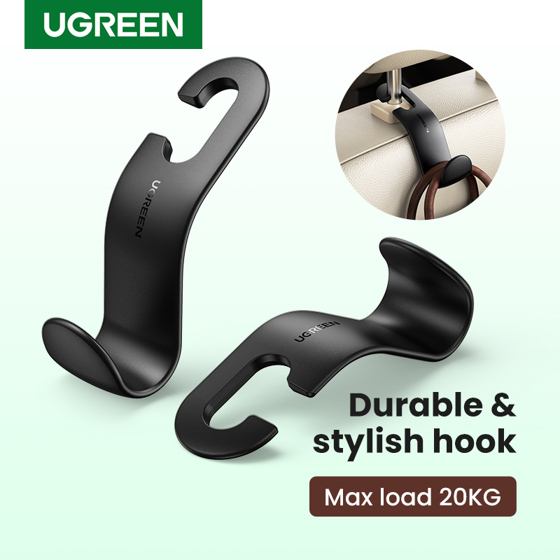 UGREEN 2Pcs/set Car Back Seat Headrest Hanger Holder Hooks (Black)-Intl