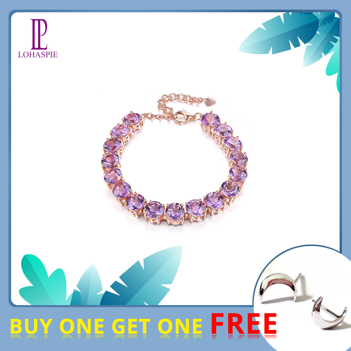 Natural Amethyst Bracelet Rose Gold Plated Bracelet Silver 925 Original Design Bracelet Precious Jewelry Bracelet Christmas Gifts for Woman