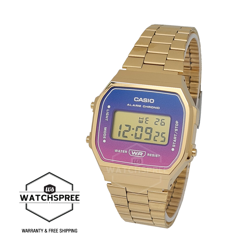 [Watchspree] Casio Vintage Style Digital Gold Ion Plated Stainless Steel Band Watch A168WERG-2A
